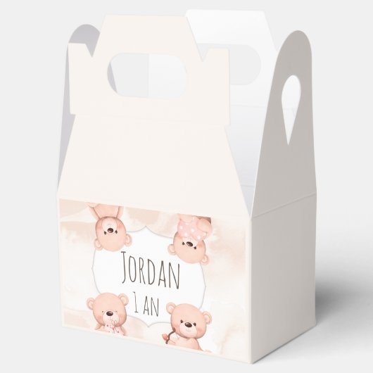 Boite cadeau Baby shower Teddy bear ours フェイバーボックス (オープン)