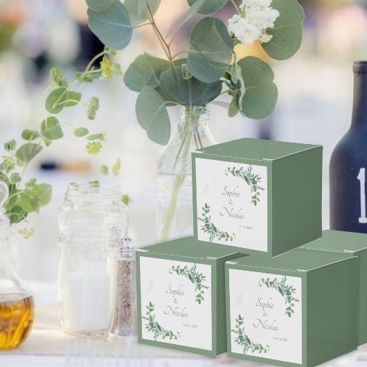 Boites cadeaux invités Vert Sauge eucalyptus フェイバーボックス
