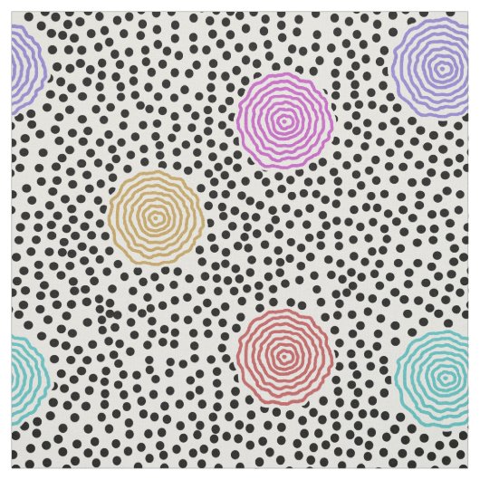 BOJANGLESのレトロの点: 白で多色刷り ファブリック (見本)