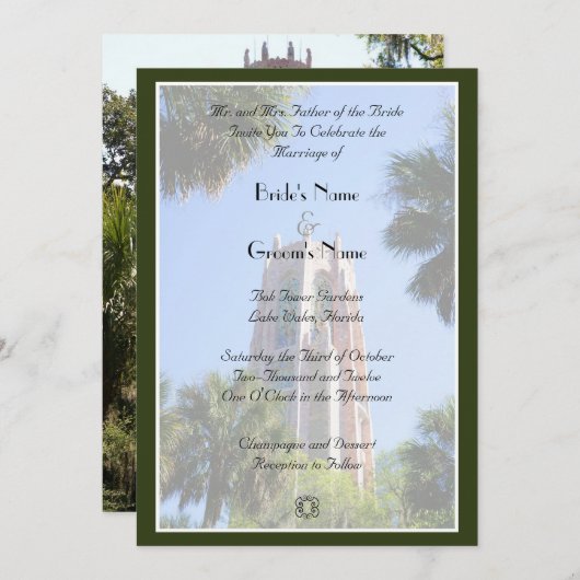 Bok Tower結婚'sパーソナライズされた, 招待状 (正面/裏面)
