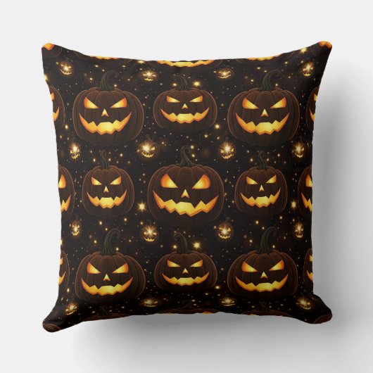 Bokeh Halloween | Glowing Jack-O’ Lantern (3) クッション (裏面)