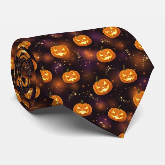 Bokeh Halloween | Glowing Jack-O’ Lantern (4) ネクタイ (ロール)
