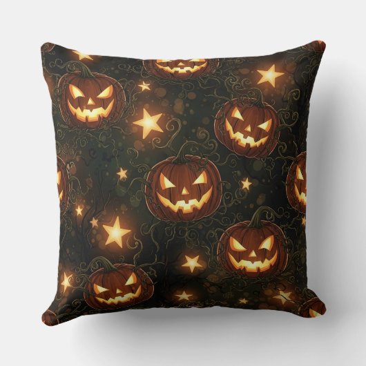 Bokeh Halloween Seamless | Glowing Jack-O’ Lantern クッション (裏面)