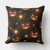 Bokeh Halloween Seamless | Glowing Jack-O’ Lantern クッション (正面)