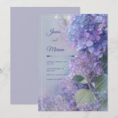 Bokeh Lavender Hydrangea Ethereal Gold Frame 招待状 (正面/裏面)