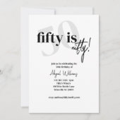 Boldなタイポグラフィーとカリグラフィー 50 おしゃれな誕生日 招待状 (正面)