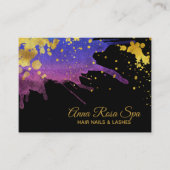 *~*Boldの紫色の抽象芸術の水彩画の金ゴールドの豪華な魅力 名刺 (正面)