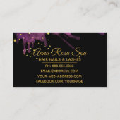 *~*Boldの豪華な紫色の魅力的な水彩画の金ゴールドの抽象芸術 名刺 (裏面)
