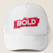 BOLD タイポグラフィートラッカーズハット - 赤と白 キャップ (正面)