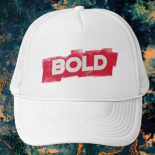 BOLD タイポグラフィートラッカーズハット - 赤と白 キャップ
