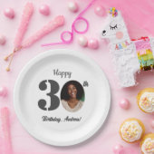 Bold 30th Birthday Party Photo ペーパープレート (パーティー)