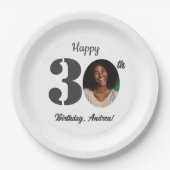 Bold 30th Birthday Party Photo ペーパープレート (正面)