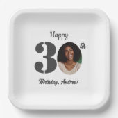 Bold 30th Birthday Party Photo ペーパープレート (正面)