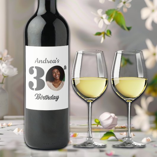 Bold 30th Birthday Party Photo ワインラベル