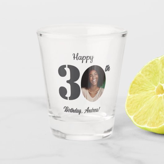 Bold 30th Birthday Photo ショットグラス (正面)