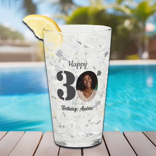Bold 30th Birthday Photo タンブラーグラス