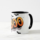 Bold 3D Orange and Black BOO Halloween マグカップ (正面右)