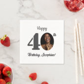 Bold 40th Birthday Party Photo スタンダードカクテルナプキン (インサイチュ)