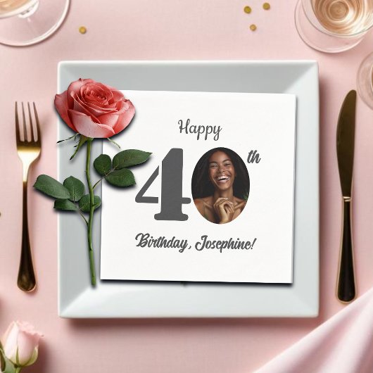 Bold 40th Birthday Party Photo スタンダードカクテルナプキン