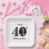 Bold 40th Birthday Party Photo ペーパープレート (パーティー)