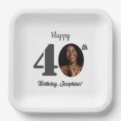 Bold 40th Birthday Party Photo ペーパープレート (正面)
