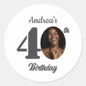 Bold 40th Birthday Party Photo ラウンドシール (正面)