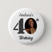 Bold 40th Birthday Party Photo Favor 缶バッジ (正面)