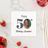 Bold 50th Birthday Party Photo スタンダードカクテルナプキン (インサイチュ)