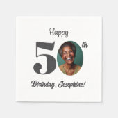 Bold 50th Birthday Party Photo スタンダードカクテルナプキン (正面)