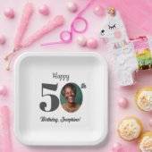 Bold 50th Birthday Party Photo ペーパープレート (パーティー)