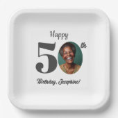 Bold 50th Birthday Party Photo ペーパープレート (正面)