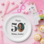 Bold 50th Birthday Party Photo ペーパープレート (パーティー)