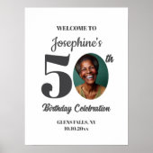 Bold 50th Birthday Party Photo Welcome ポスター (正面)