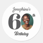 Bold 60th Birthday Party Photo ラウンドシール (正面)