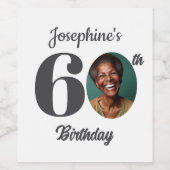 Bold 60th Birthday Party Photo ワインラベル (シングルラベル)