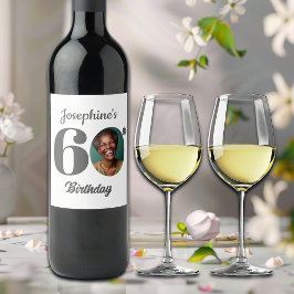 Bold 60th Birthday Party Photo ワインラベル