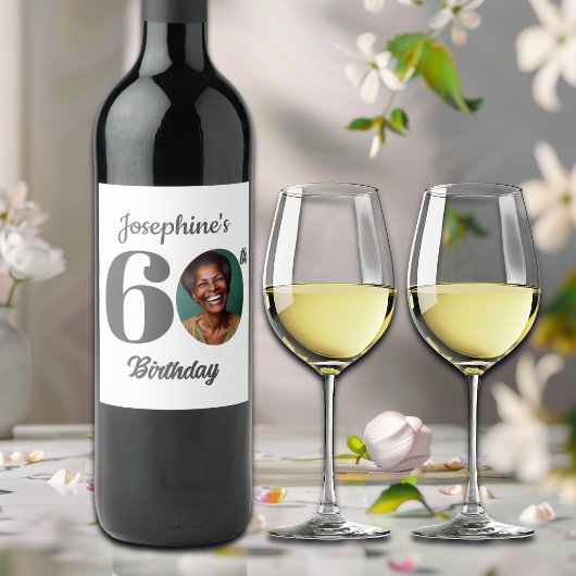 Bold 60th Birthday Party Photo ワインラベル