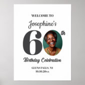 Bold 60th Birthday Party Photo Welcome ポスター (正面)