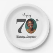 Bold 70th Birthday Party Photo ペーパープレート (正面)
