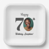Bold 70th Birthday Party Photo ペーパープレート (正面)