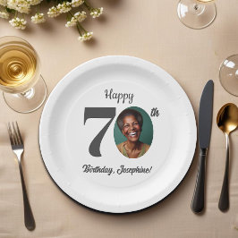 Bold 70th Birthday Party Photo ペーパープレート