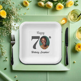 Bold 70th Birthday Party Photo ペーパープレート
