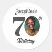 Bold 70th Birthday Party Photo ラウンドシール (正面)