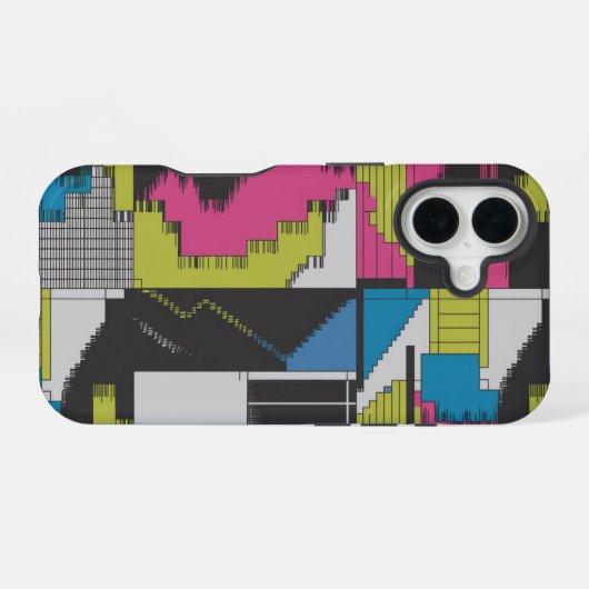 Bold 80s Abstract Geometric Pattern iPhone 16ケース (裏面横)