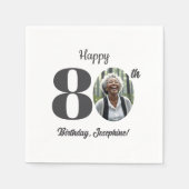 Bold 80th Birthday Party Photo スタンダードカクテルナプキン (正面)
