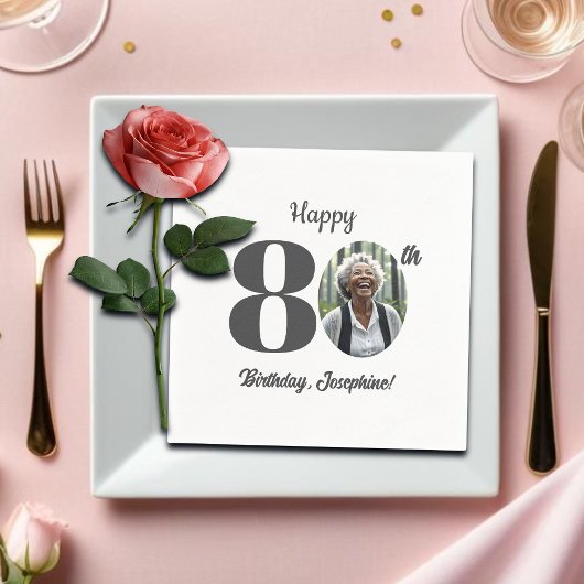 Bold 80th Birthday Party Photo スタンダードカクテルナプキン