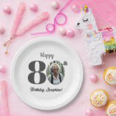 Bold 80th Birthday Party Photo ペーパープレート (パーティー)