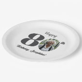 Bold 80th Birthday Party Photo ペーパープレート (アングル)