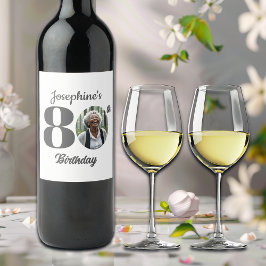 Bold 80th Birthday Party Photo ワインラベル