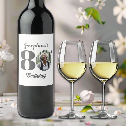 Bold 80th Birthday Party Photo ワインラベル